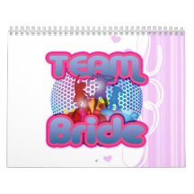 Dancing team bride blue wedding bridal party wall calendars