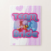 Dancing team bride blue wedding bridal party puzzles