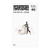 Dancing wedding couple postage