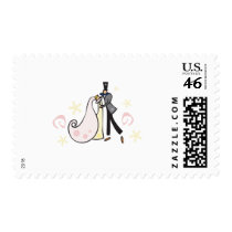 Dancing wedding couple postage