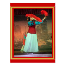 Dancing with fans postcards