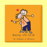 Dancing with N.E.D. - Orange Ribbon Fridge Magnet