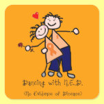 Dancing with N.E.D. - Orange Ribbon Square Sticker