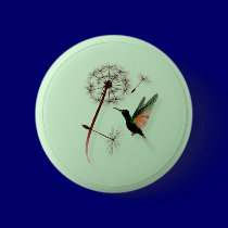 Dandelion and Little Green Hummingbird Buttons