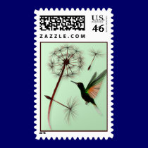 Dandelion and Little Green Hummingbird Postage postage