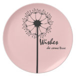 Dandelion Black Flower Dinner Plates