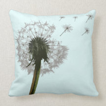 Dandelion blowing, seeds scattering pillows