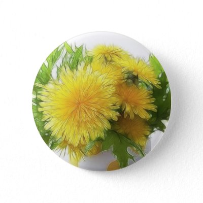 A cheerful bouquet of dandelions in a yellow polkadot vase