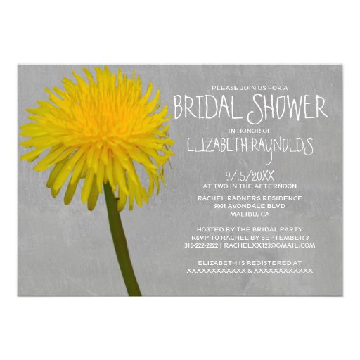 Dandelion Bridal Shower Invitations