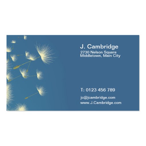 dandelion clock business card (back side)