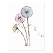 Dandelion Clocks blowing away in the breeze Post Cards