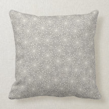 Dandelion Floral Grey and White Pillow