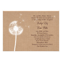 Dandelion on Burlap Wedding Invitation