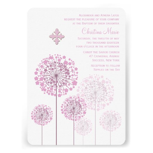 Dandelion Seedlings Pink Religious Invitation