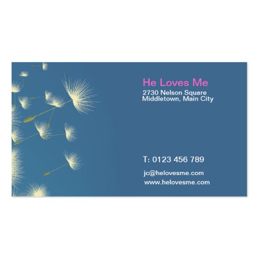 dandelion wedding planners business card (back side)
