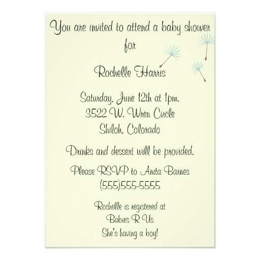 Dandelion Wishes for a Baby Shower Invitation