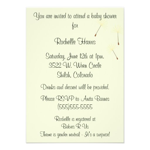 Dandelion Wishes for a Baby Shower Invitation