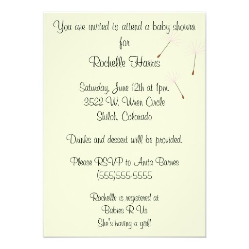 Dandelion Wishes for a Baby Shower Invitation