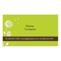 Dandelions Profile Cards moss green dark chocolate Business Card Templates