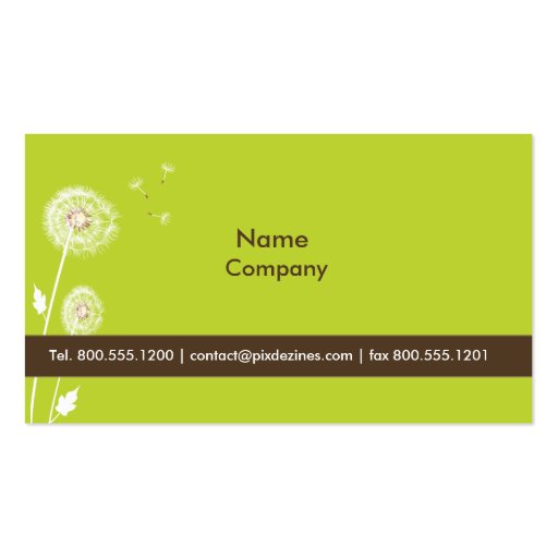 Dandelions Profile Cards moss green dark chocolate Business Card Templates (front side)