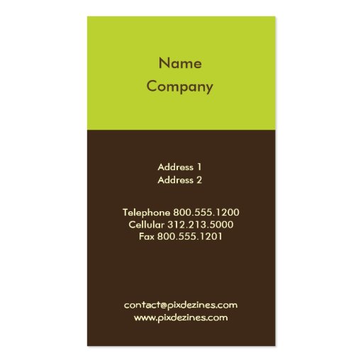 Dandelions Profile Cards moss green dark chocolate Business Card Templates (back side)