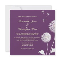 Dandellions Wedding Invitations ~ eggplant by custom_stationery Dandellions Wedding Invitations ~ eggplant
