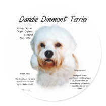 Dandie Dinmont Terrier History Design Round Sticker