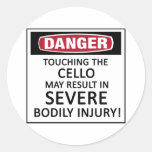 Danger Cello Round Stickers
