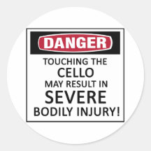 Danger Cello Round Stickers