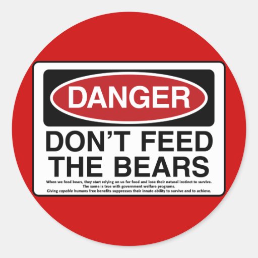 DANGER: Don't Feed the Bears Classic Round Sticker | Zazzle