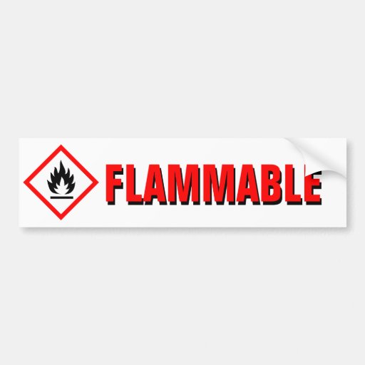 Danger Flammable Warning with Pictogram Bumper Sticker Zazzle