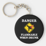 Danger Flammable When Drunk Fart Humor Key Chains