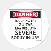 Danger Guitar Round Sticker
