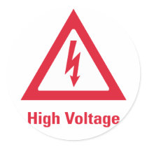 Danger High Voltage Symbol Round Sticker