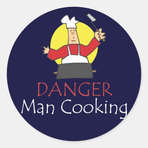 Danger Man Cooking Round Sticker