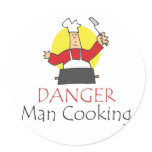 Danger Man Cooking Round Stickers