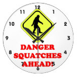 Danger Squatches ahead Round Wall Clock