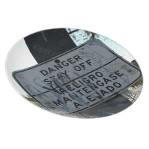 Danger Stay Off Sign Dinner Plate