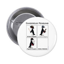 dangerous penguins pinback button