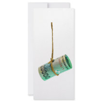 Dangling Indonesian rupiah Custom Rack Cards