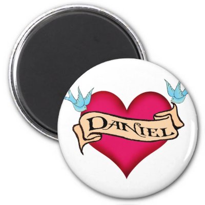 Daniel - Custom Heart Tattoo T-shirts &amp; Gifts Fridge Magnet by 
