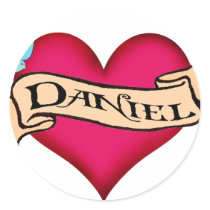 Daniel - Custom Heart Tattoo T-shirts & Gifts stickers by customtattoogifts Daniel - Custom Heart Tattoo T-shirts & Gifts stickers