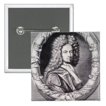 Daniel Defoe, engraved by Michael Van der Gucht Pinback Button