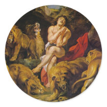 Daniel in the Lion's Den Round Stickers