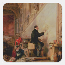 Daniel Maclise  painting his mural Square Sticker