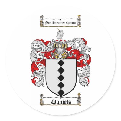 DANIELS FAMILY CREST -  DANIELS COAT OF ARMS STICKERS by heraldics