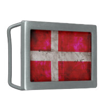 Danish Flag Rectangular Belt Buckle