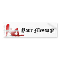 Danish Girl Silhouette Flag Bumper Stickers