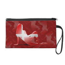 Danish Girl Silhouette Flag Wristlet Clutch