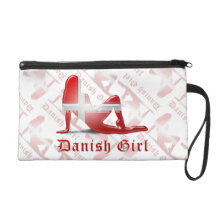 Danish Girl Silhouette Flag Wristlet Purses